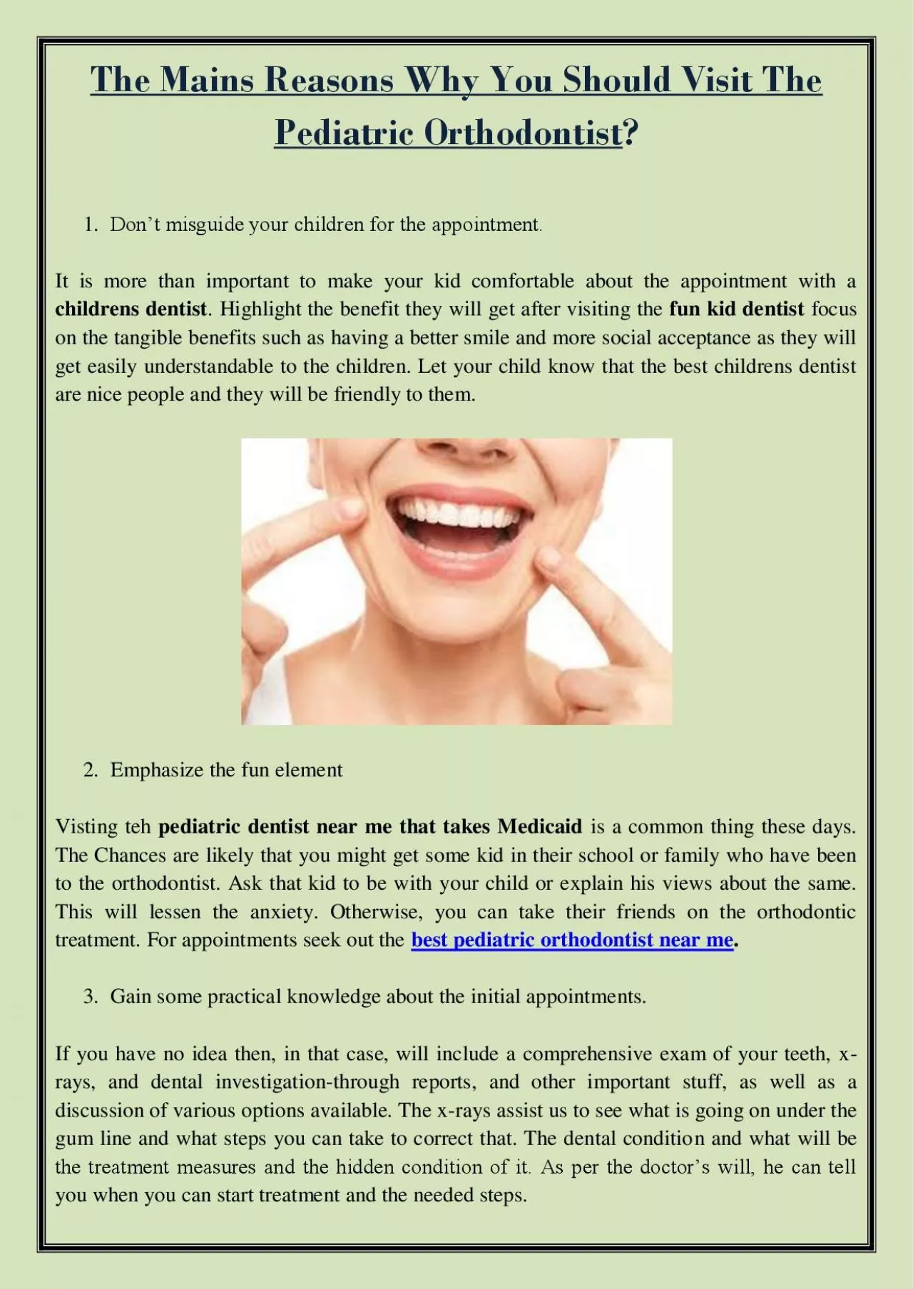 PDF-The Mains Reasons Why You Should Visit The Pediatric Orthodontist?