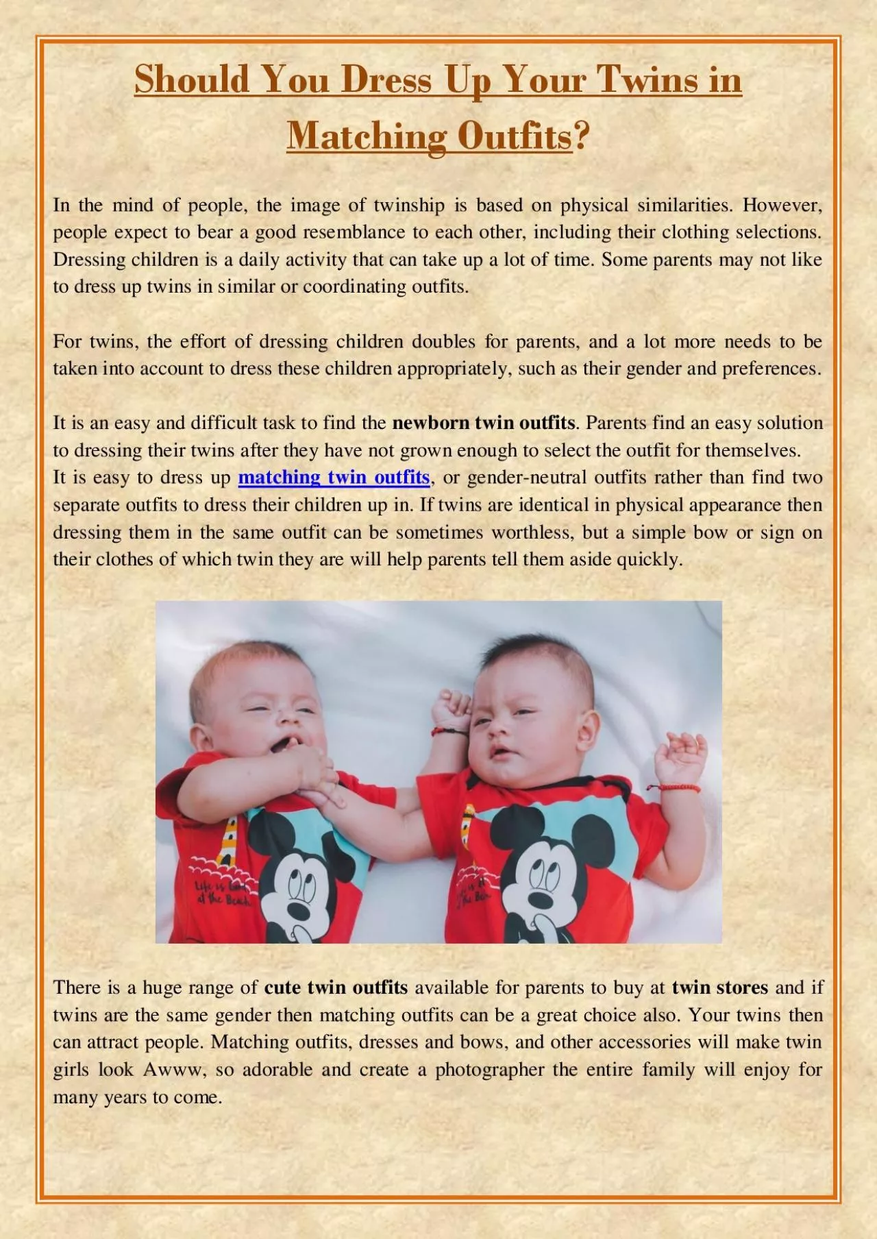 PDF-Should You Dress Up Your Twins in Matching Outfits?