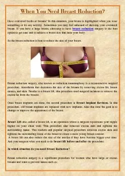 When You Need Breast Reduction?
