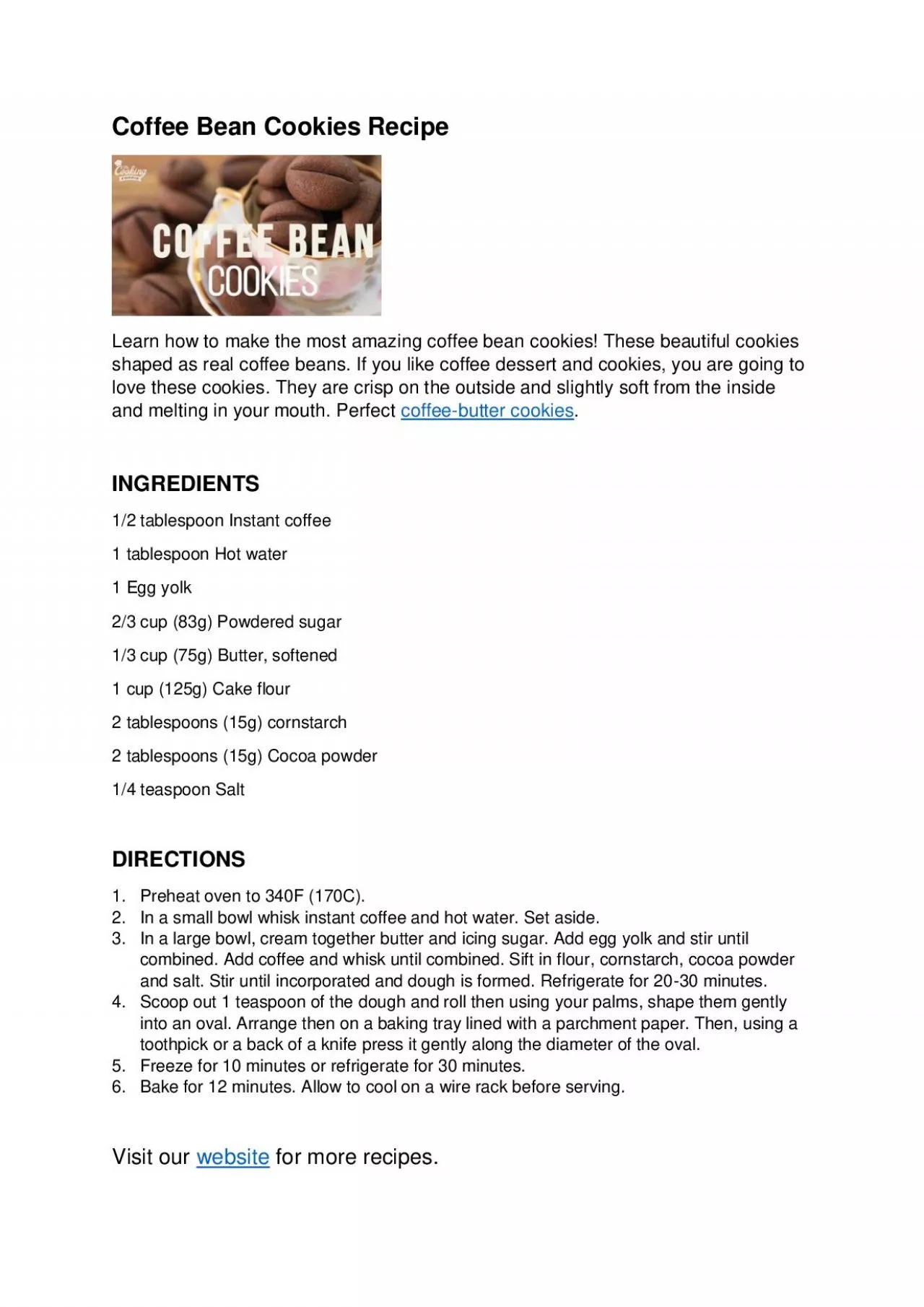 PDF-Coffee Bean Cookies Recipe