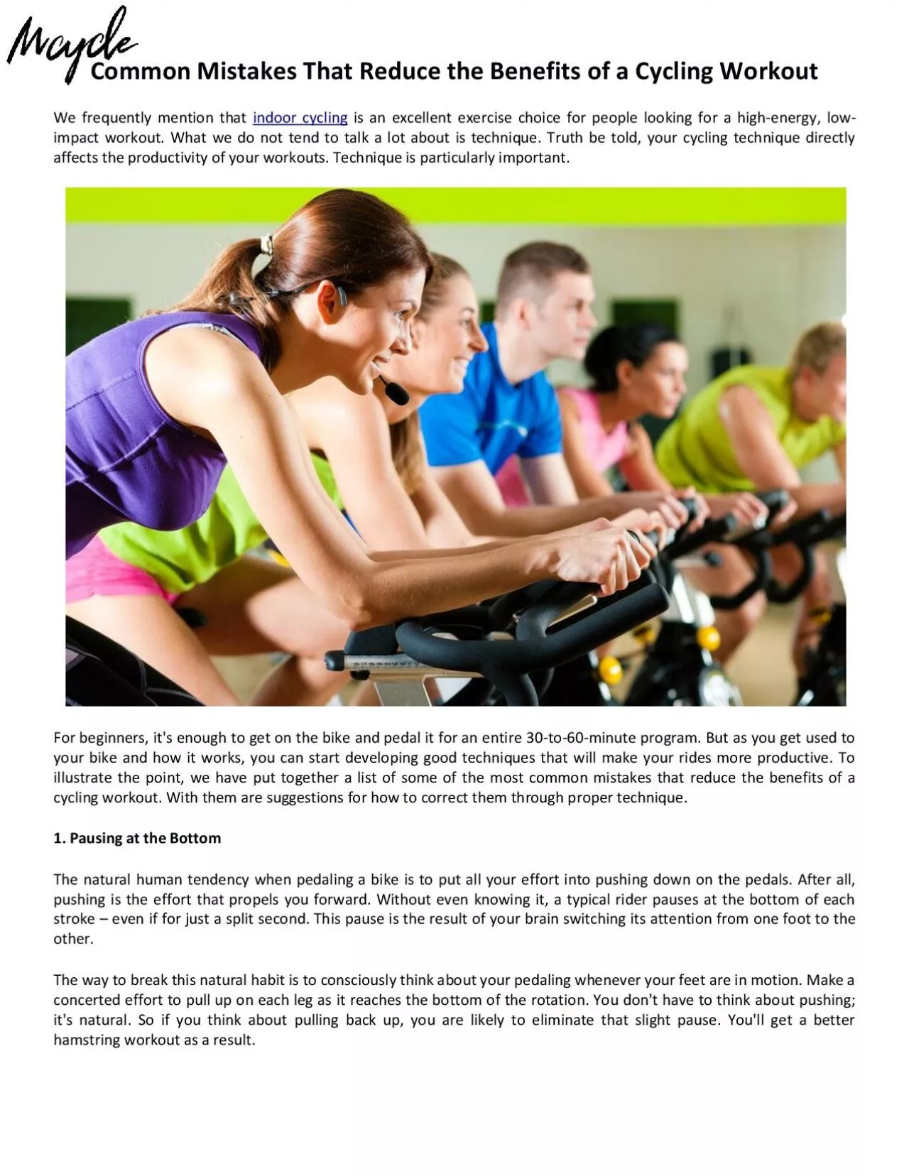 PDF-Common Mistakes That Reduce the Benefits of a Cycling Workout