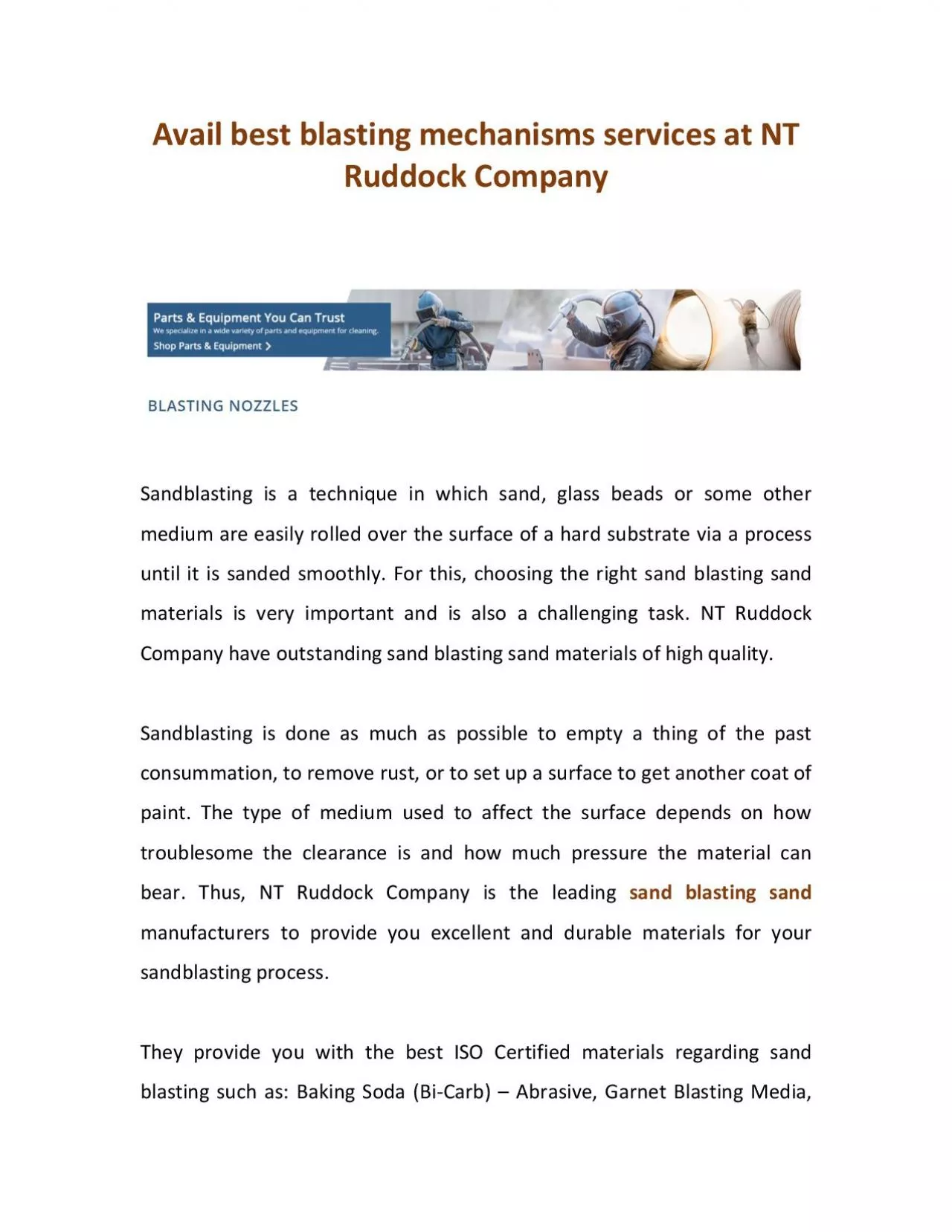 PDF-Avail best blasting mechanisms services at NT Ruddock Company