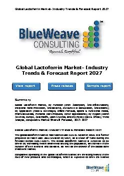 Global Lactoferrin Market- Industry Trends & Forecast Report 2027