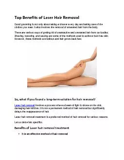 Top Benefits of Laser Hair Removal