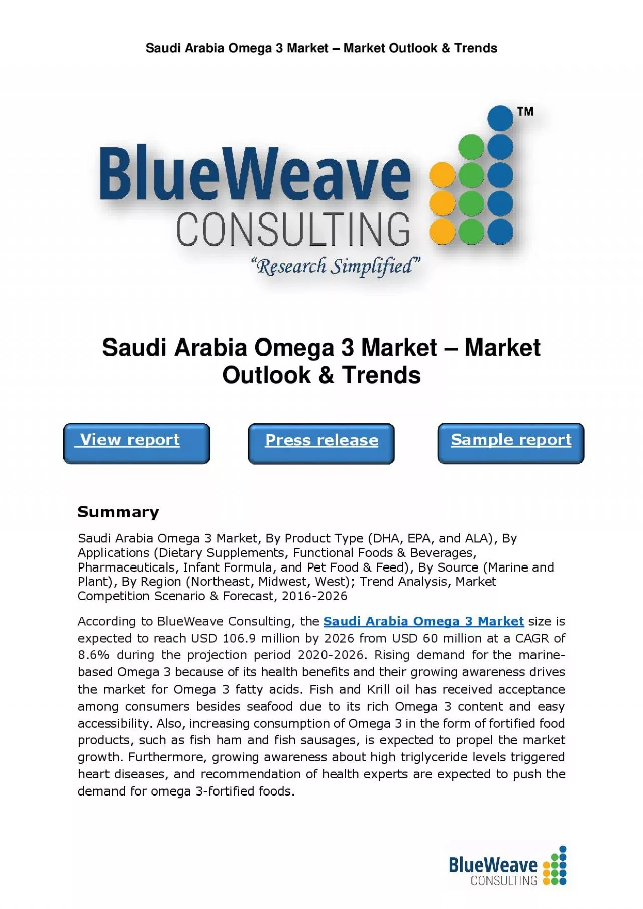 PDF-Saudi Arabia Omega 3 Market – Market Outlook & Trends