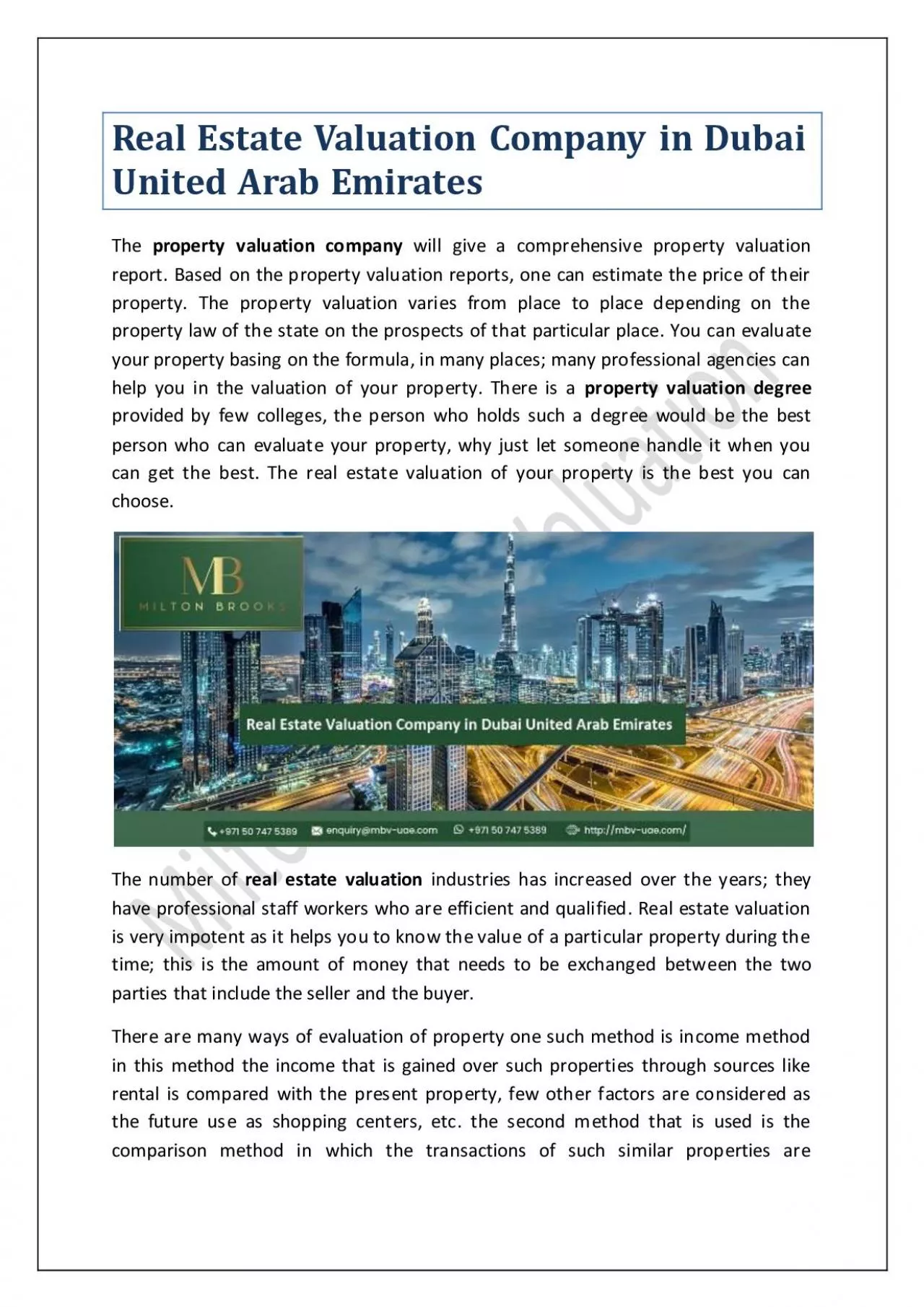 PDF-Real Estate Valuation Company in Dubai United Arab Emirates