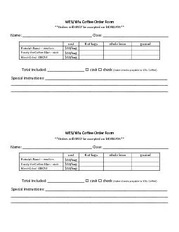 WES/Kifu Coffee Order Form