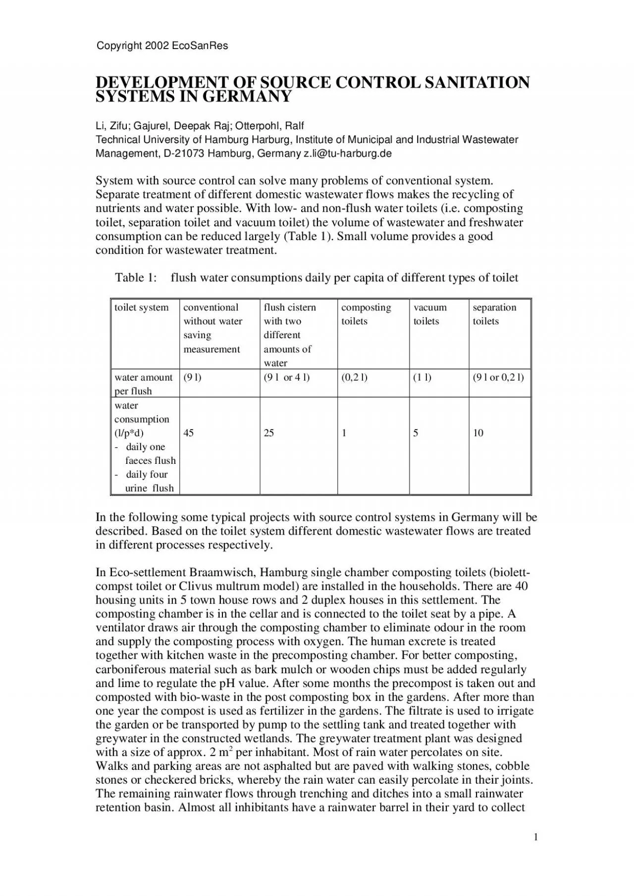 PDF-DEVELOPMENT OF SOURCE CONTROL SANITATIONSYSTEMS IN GERMANYLi, Zifu; Ga