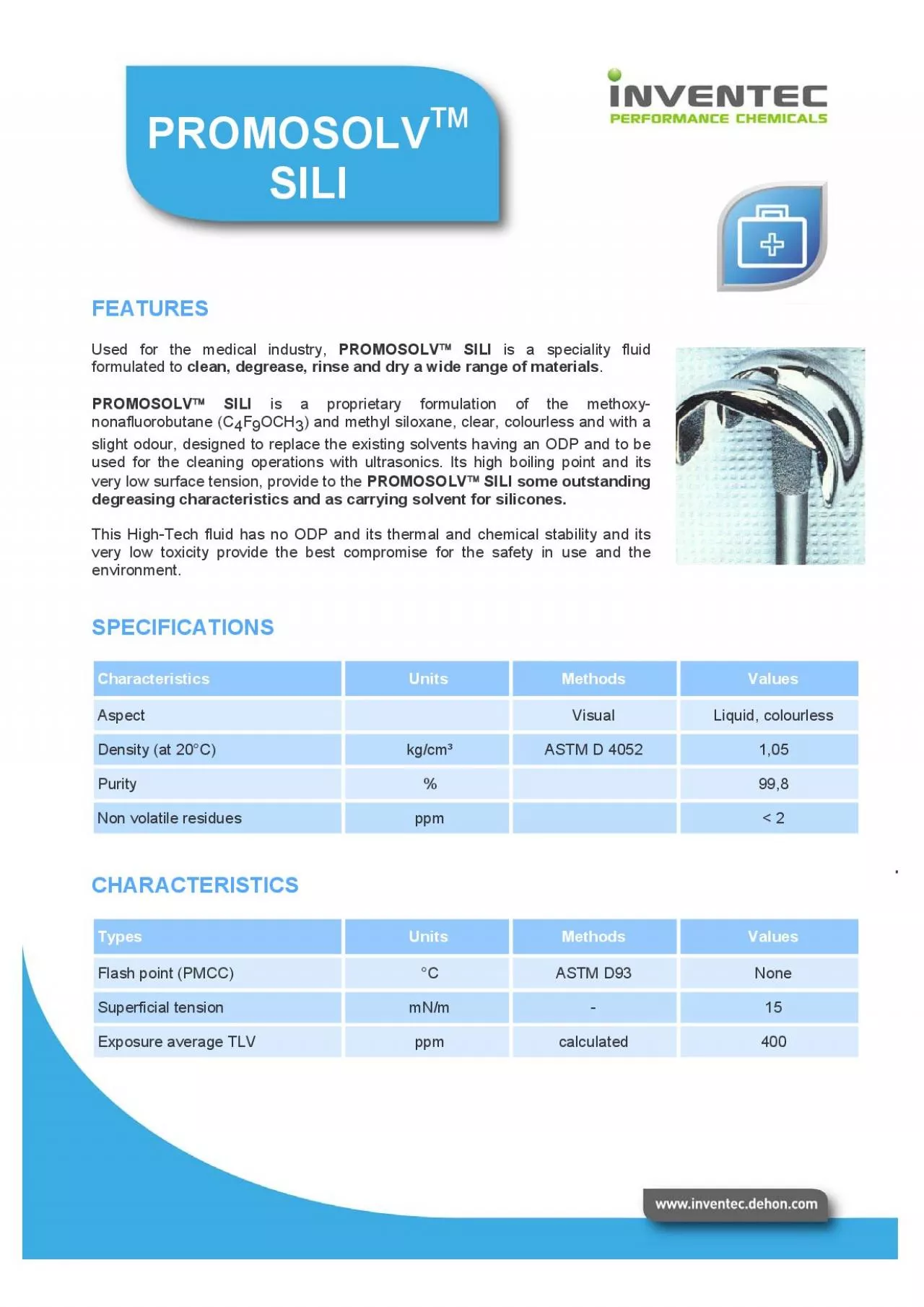 PDF-Used for the medical industry,  SILI is a speciality fluid clean, d