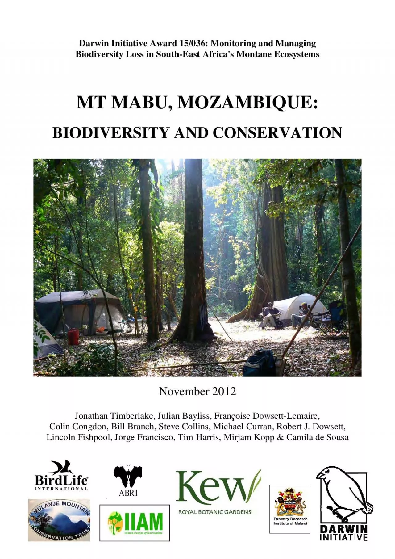 PDF-Biodiversity of Mt Mabu, Mozambique, page 66 ANNEX 1. Participants o