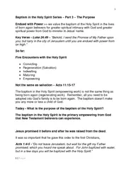 P a g e Baptism in the Holy Spirit Series Part  The P