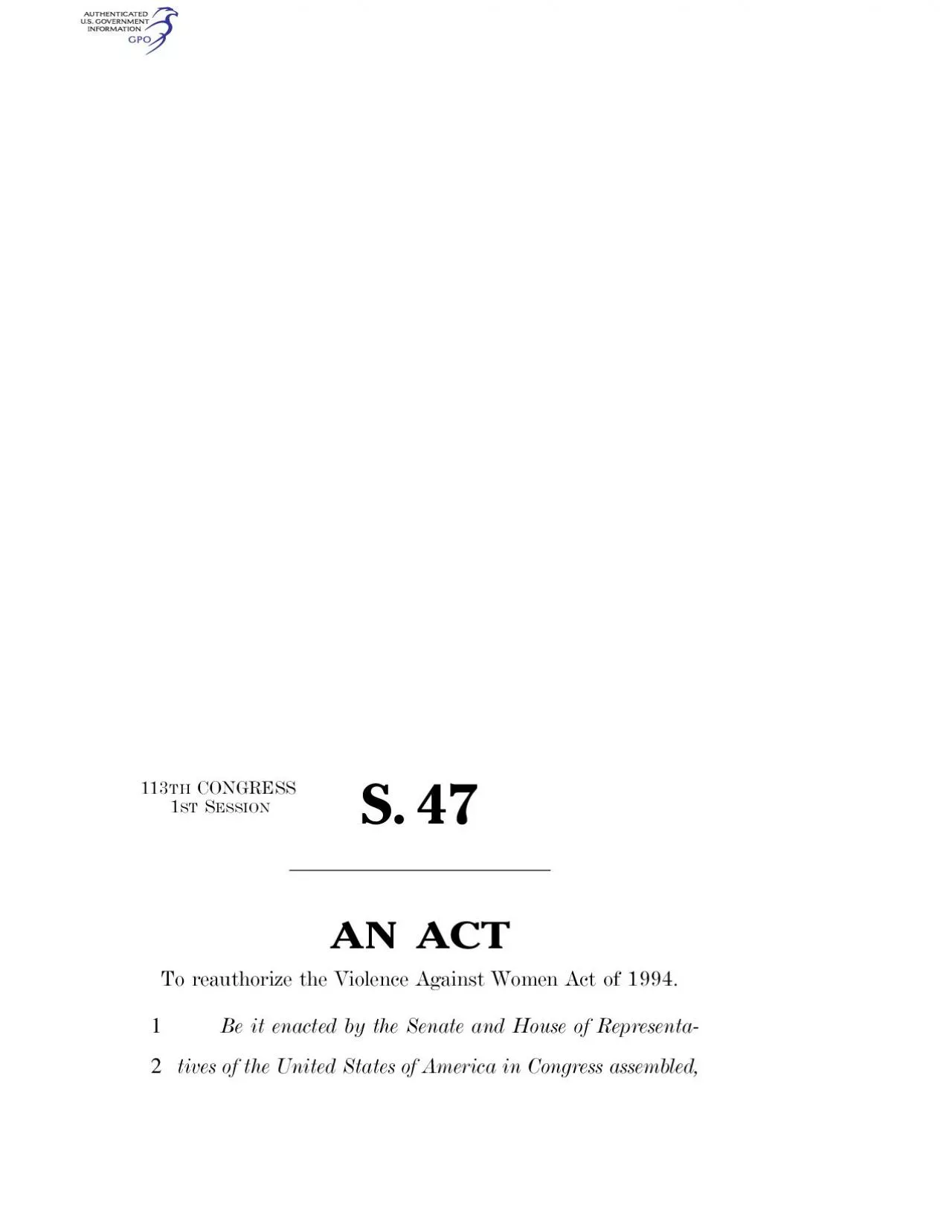 PDF-113THCONGRESS 1STSESSION S. 47