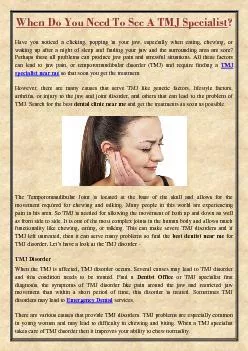 When Do You Need To See A TMJ Specialist?