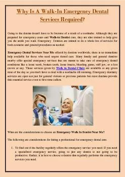 Why Is A Walk-In Emergency Dental Services Required?