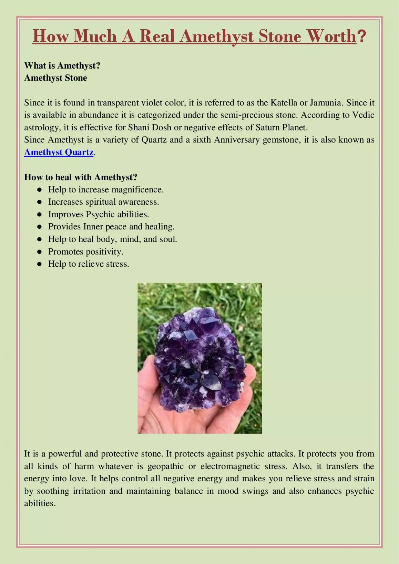 PDF-How Much A Real Amethyst Stone Worth?