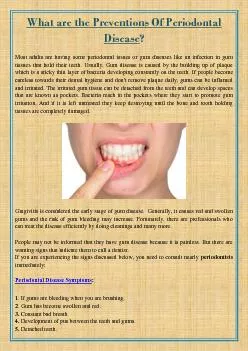 What are the Preventions Of Periodontal Disease?