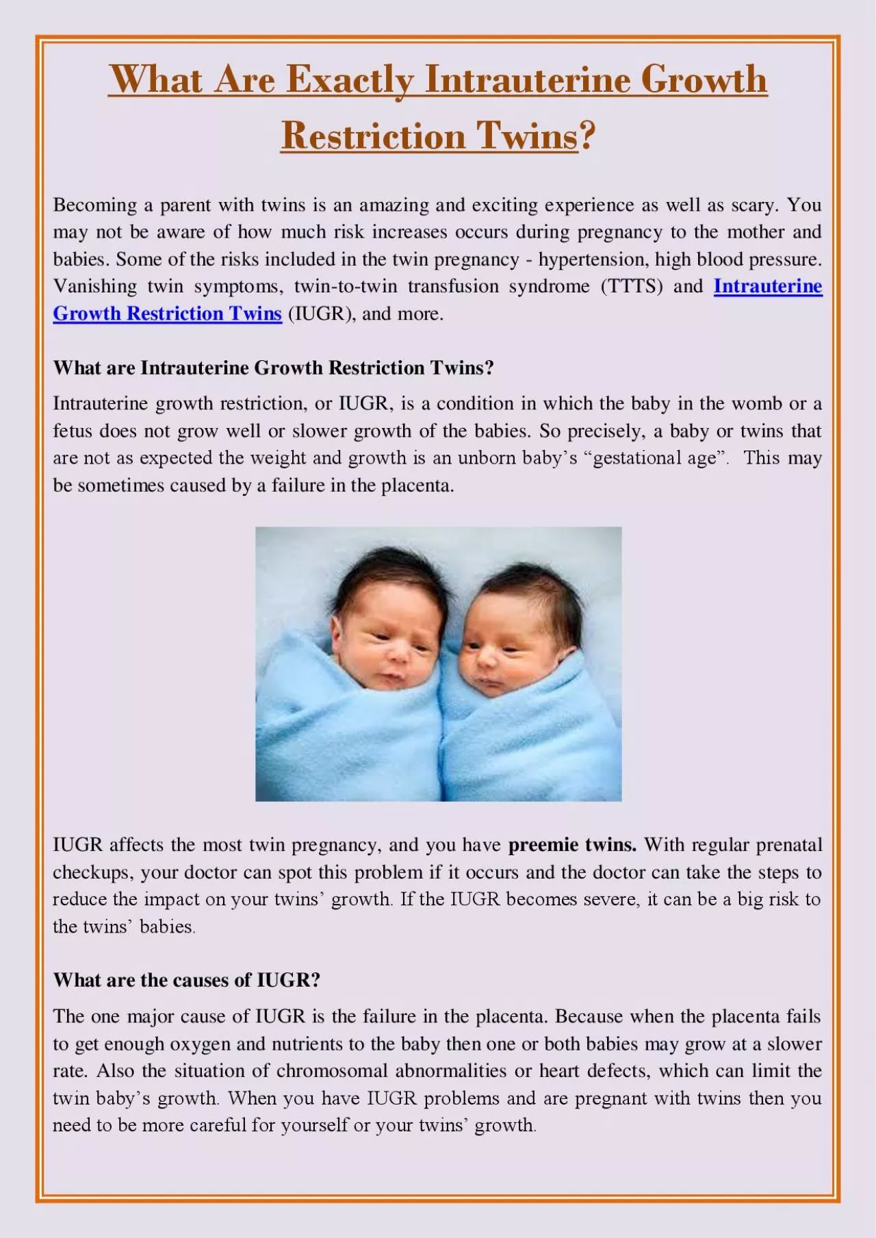 PDF-What Are Exactly Intrauterine Growth Restriction Twins?