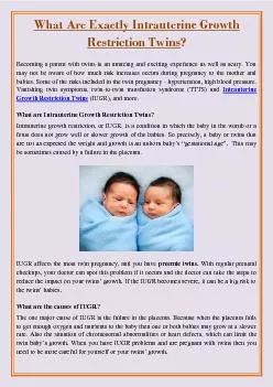 What Are Exactly Intrauterine Growth Restriction Twins?