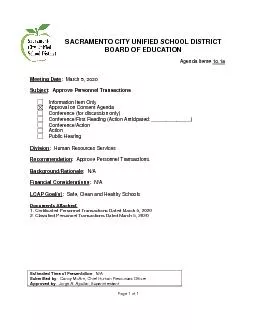 SACRAMENTO CITY UNIFIED SCHOOL DISTRICTBOARD OF EDUCATIONAgenda Item#