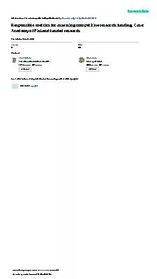 PDF-Responsible metrics for assessing competitive research fundingCase: Ac