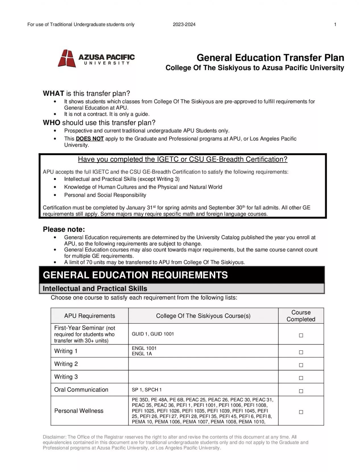 PDF-For use of Traditional Undergraduate students only2020-20211Disclaimer