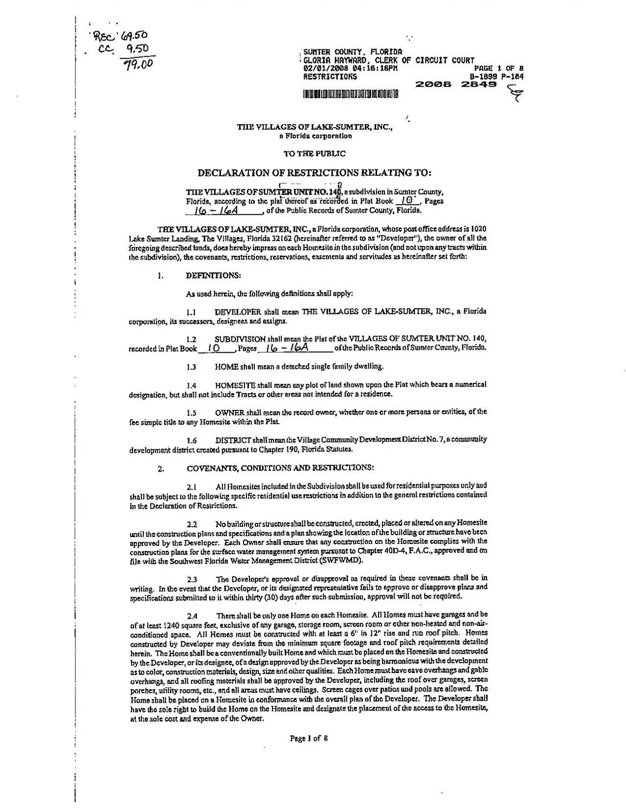 PDF-DECLARATION OF RESTRICTIONS RELATING TO: Pege of 8