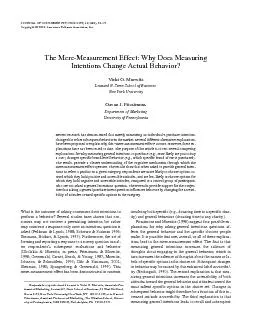 The Mere-Measurement Effect: Why Does MeasuringIntentions Change Actua