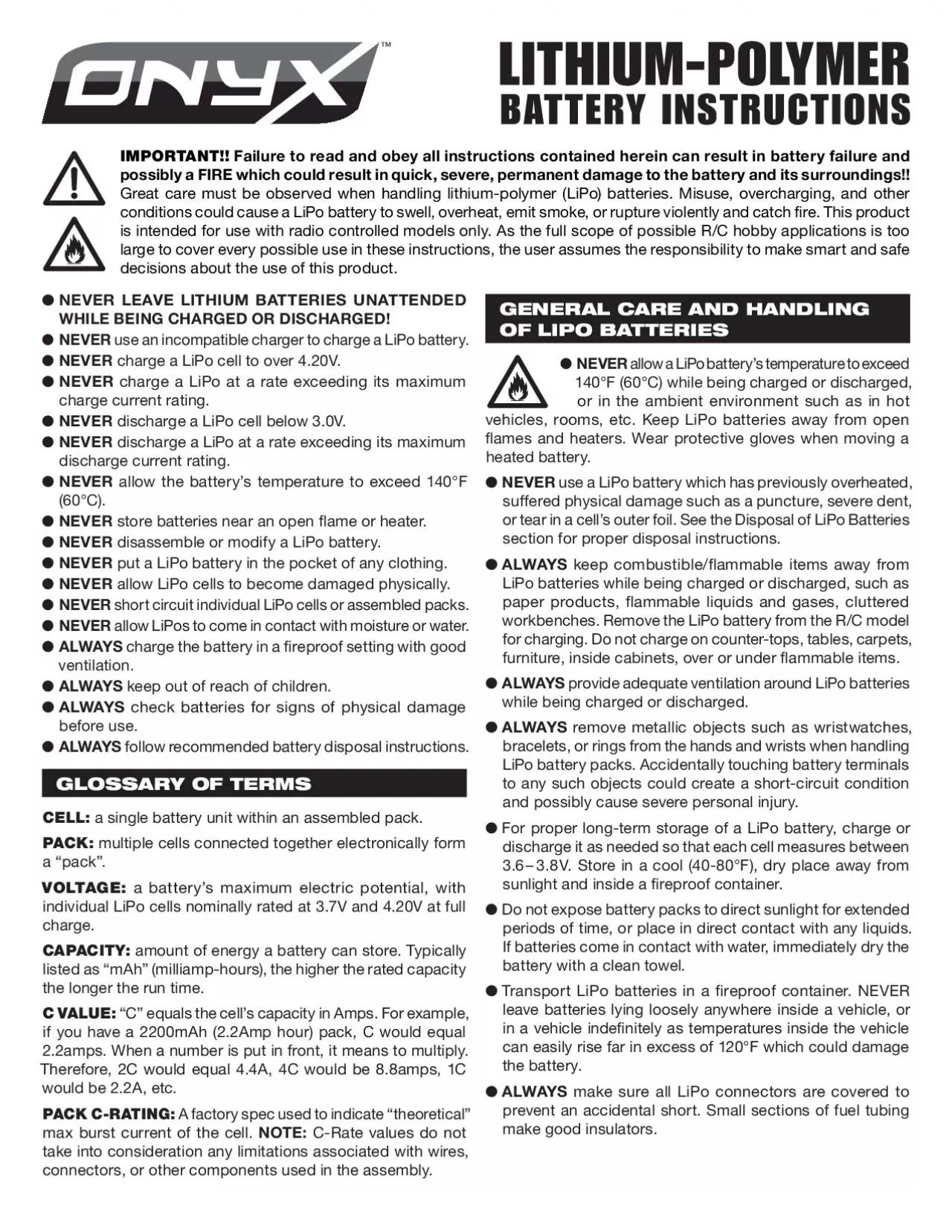 PDF-NEVER LEAVE LITHIUM BATTERIES UNATTENDED WHILE BEING CHARGED OR DISCHA