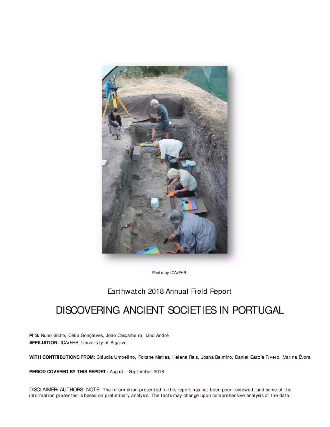 PDF-Photo by ICArEHBEarthwatch 2018 Annual Field ReportDISCOVERING ANCIENT