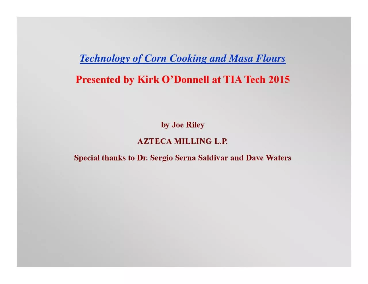 PDF-Technology of Corn Cooking and Masa Flours