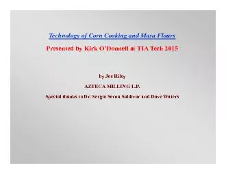 Technology of Corn Cooking and Masa Flours