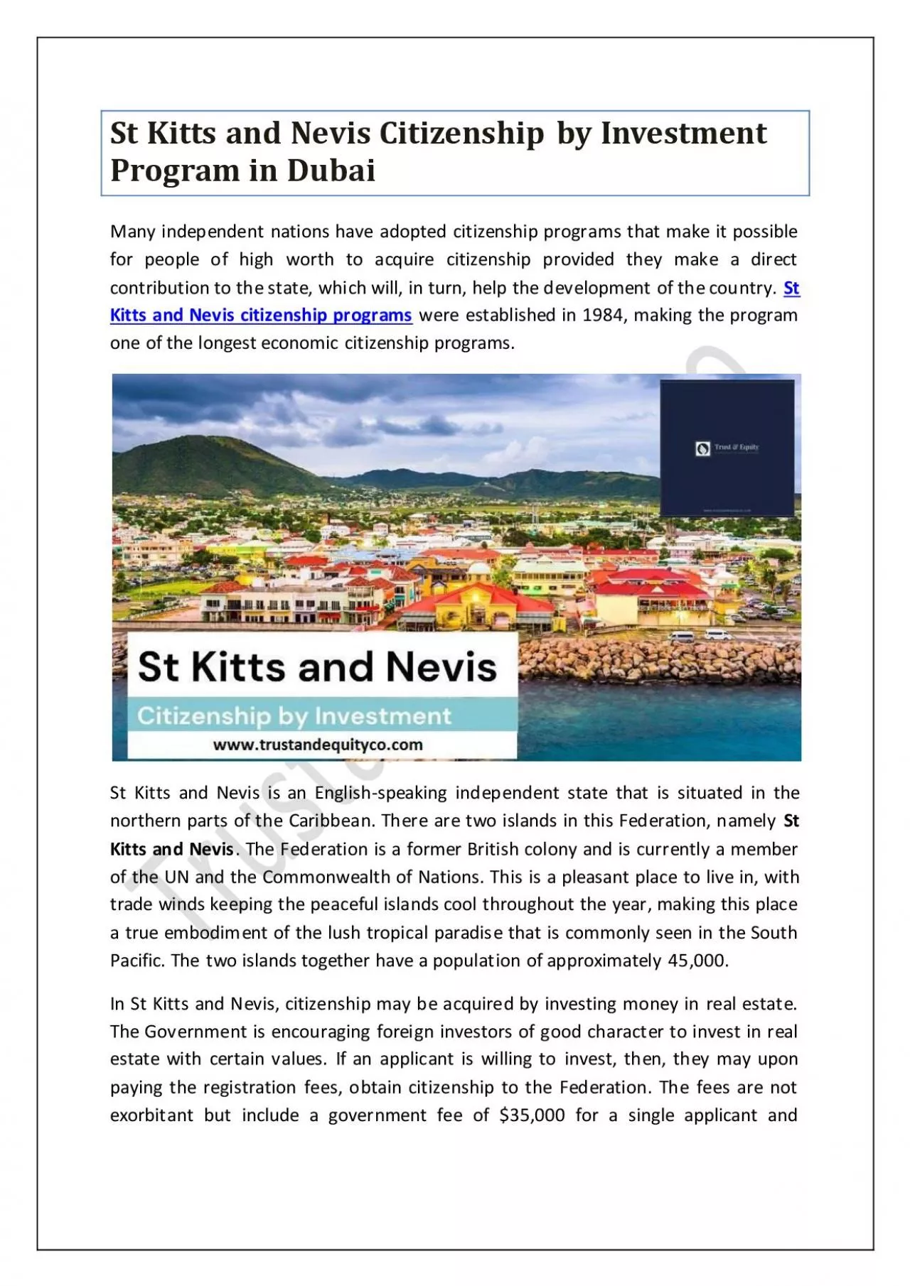 PDF-St Kitts and Nevis Citizenship by Investment Program in Dubai