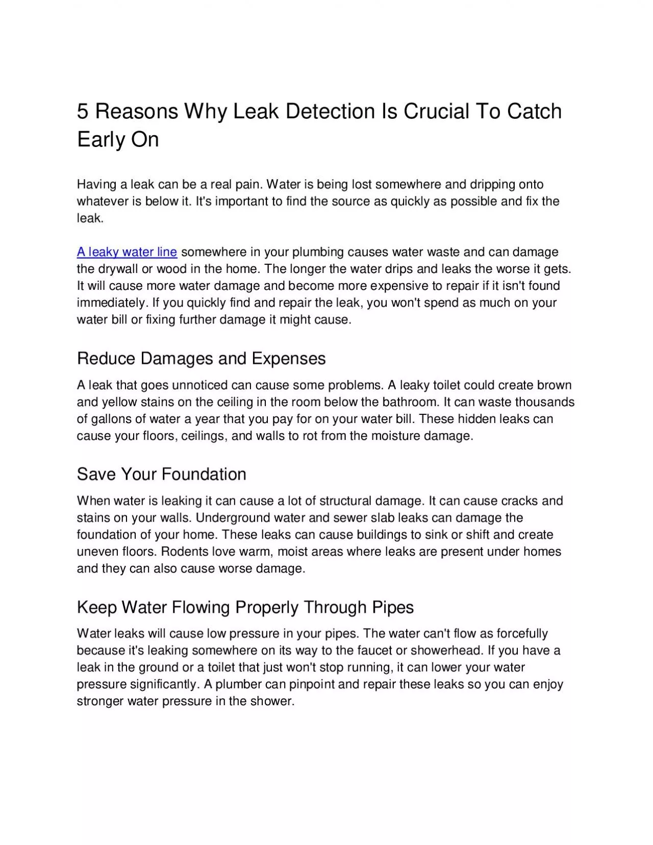 PDF-5 Reasons Why Leak Detection Is Crucial To Catch Early On