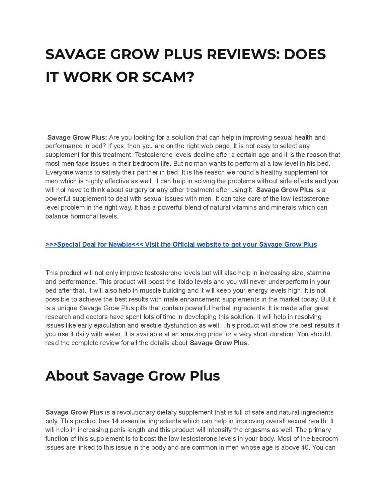 PDF-Savage Grow Plus Reviews: Does It Work Or Scam?