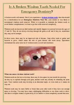 Is A Broken Wisdom Tooth Needed For Emergency Dentistry?