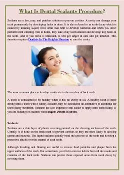 What Is Dental Sealants Procedure?