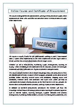 Online Course and Certificate of Procurement