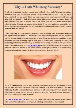 Why Is Teeth Whitening Necessary?