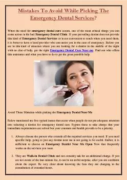 Mistakes To Avoid While Picking The Emergency Dental Services?