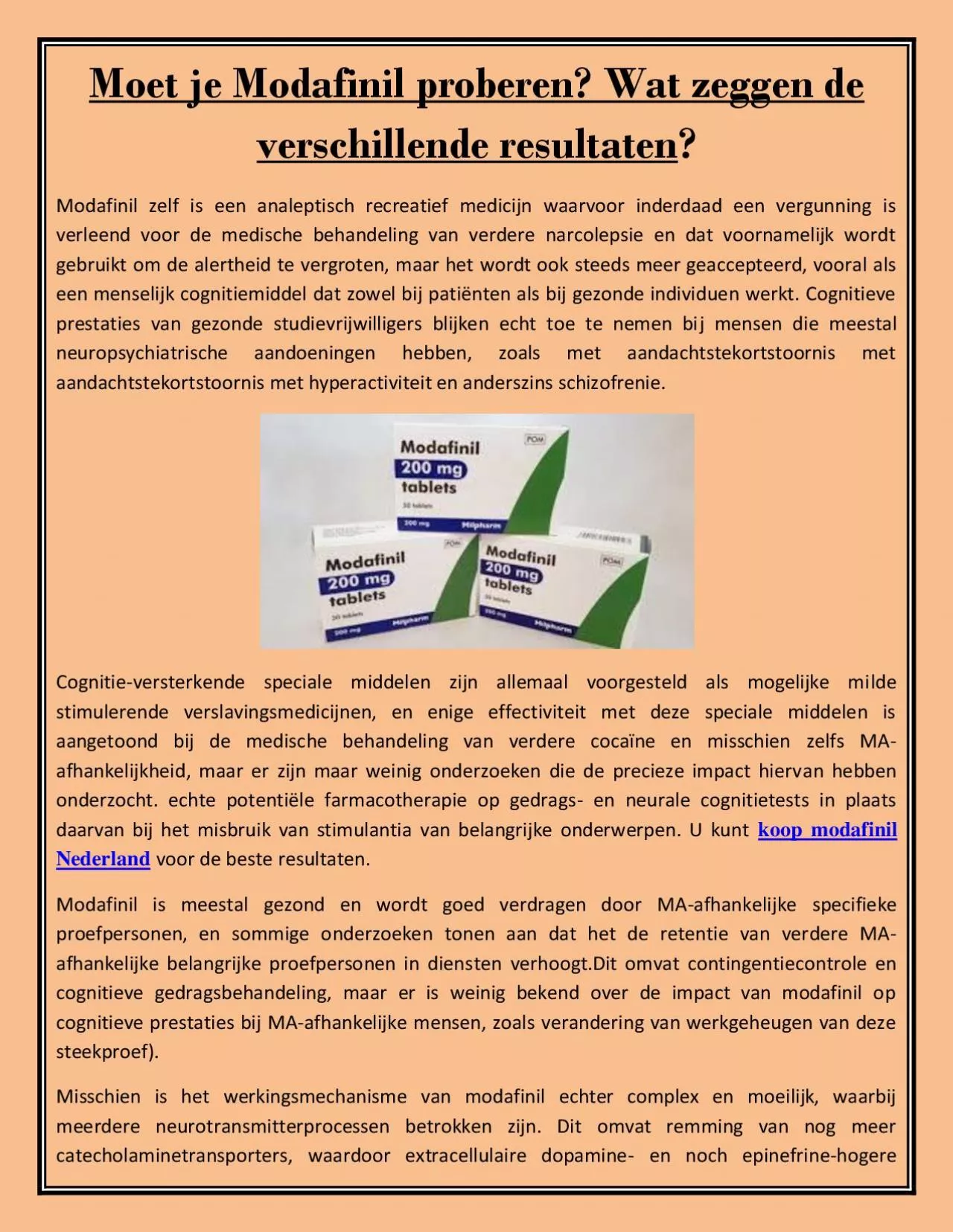 PDF-Moet je Modafinil proberen? Wat zeggen de verschillende resultaten?