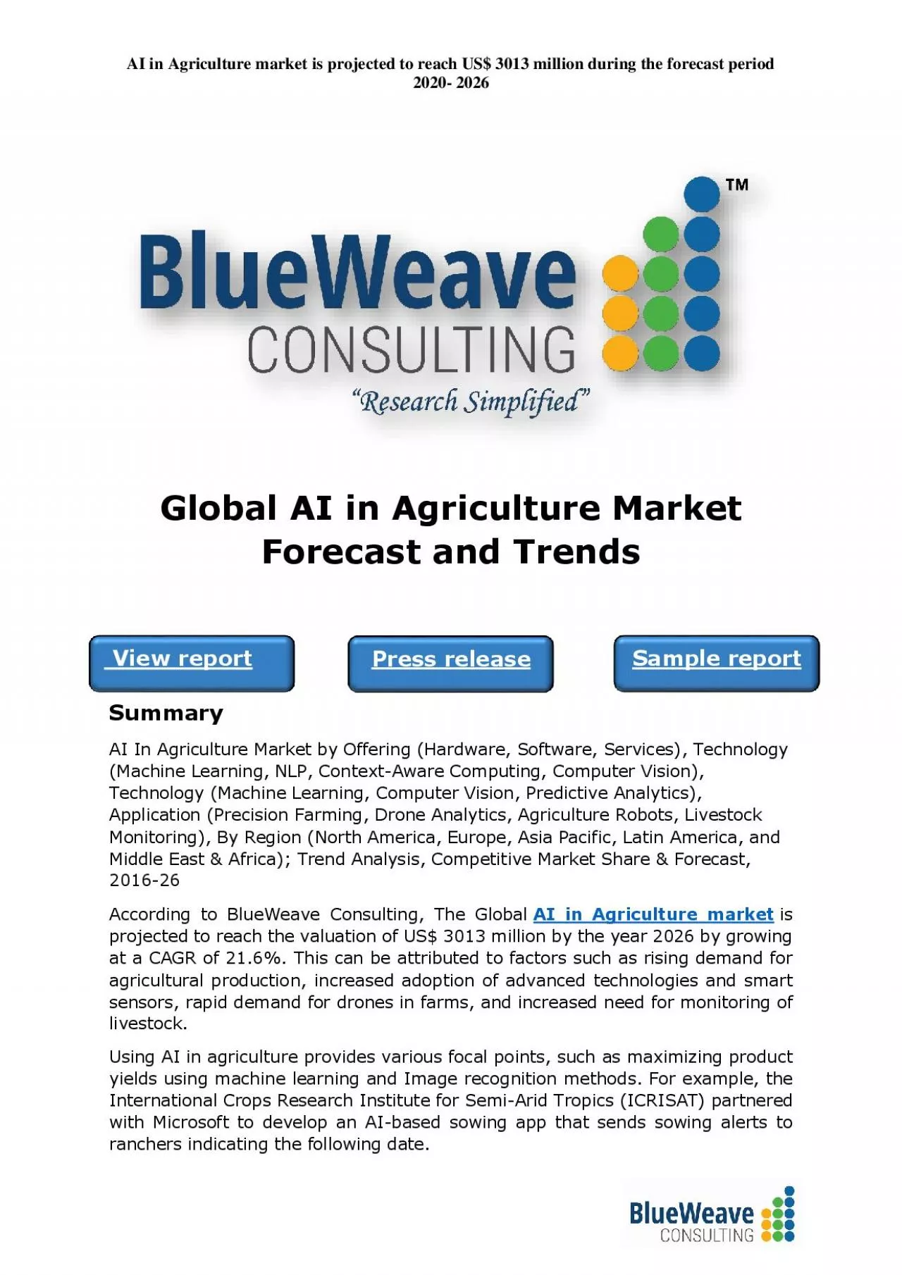 PDF-Global AI in Agriculture Market Forecast and Trends