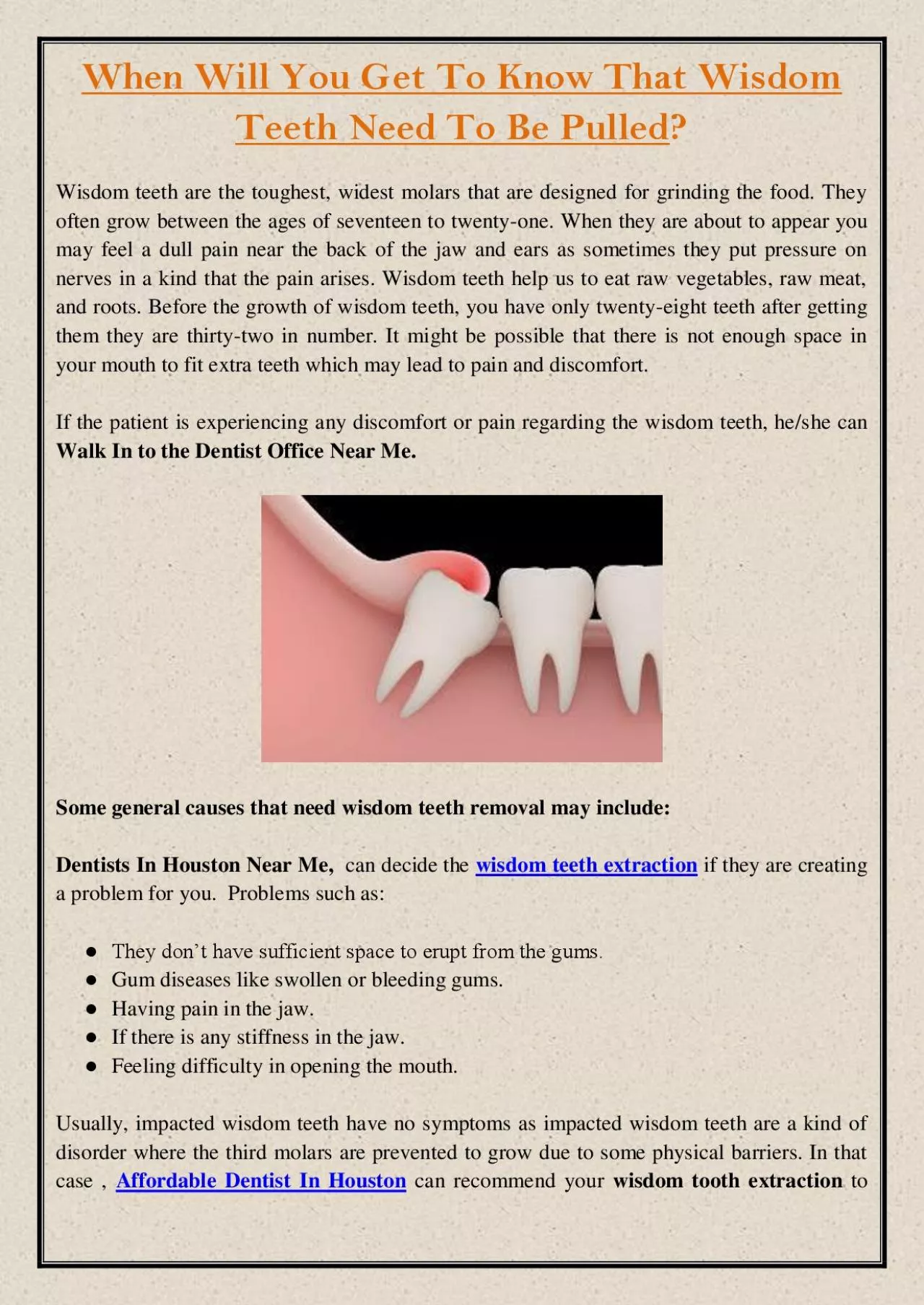 PDF-When Will You Get To Know That Wisdom Teeth Need To Be Pulled?