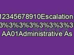 12345678910Escalation rate3%3%3%3%3%3%3%3%3%0001 AA01Administrative As