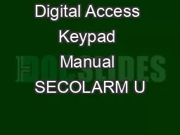 Digital Access Keypad Manual SECOLARM U