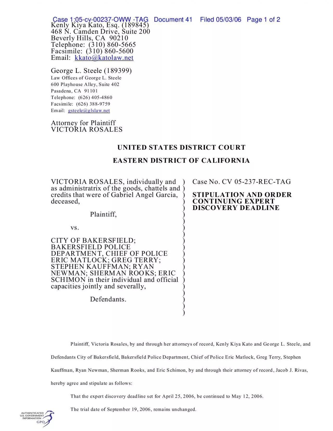 PDF-Case 1:05-cv-00237-OWW -TAG Document 41 Filed 05/03/06 Page 1 o