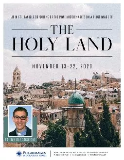 NOVEMBER 13-22, 2020JOIN FR. DANIELE CRISCIONE OF THE PIME MISSIONARIE