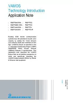 VAMOS Technology Introduction Application Note R&SSMU200A R&SSMBV100A