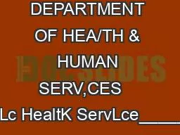 DEPARTMENT OF HEA/TH & HUMAN SERV,CES    PublLc HealtK ServLce________