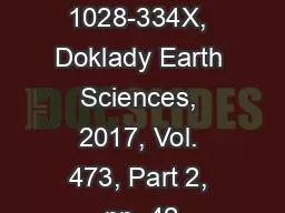 ISSN 1028-334X, Doklady Earth Sciences, 2017, Vol. 473, Part 2, pp. 42