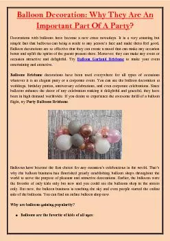 Balloon Decoration: Why They Are An Important Part Of A Party?